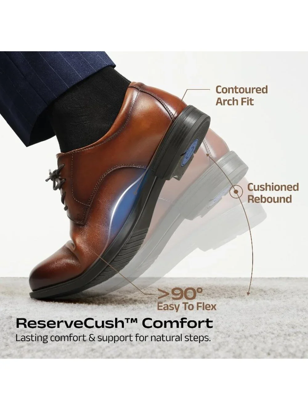 Men’s Light Brown Leather Comfort Oxford Dress Shoes Lace Up Business Formal